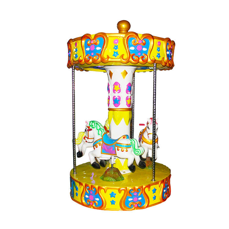 Coin Operated Merry Go Round Kiddie Rides 3 Seats Mini Carousel For Kindergarten